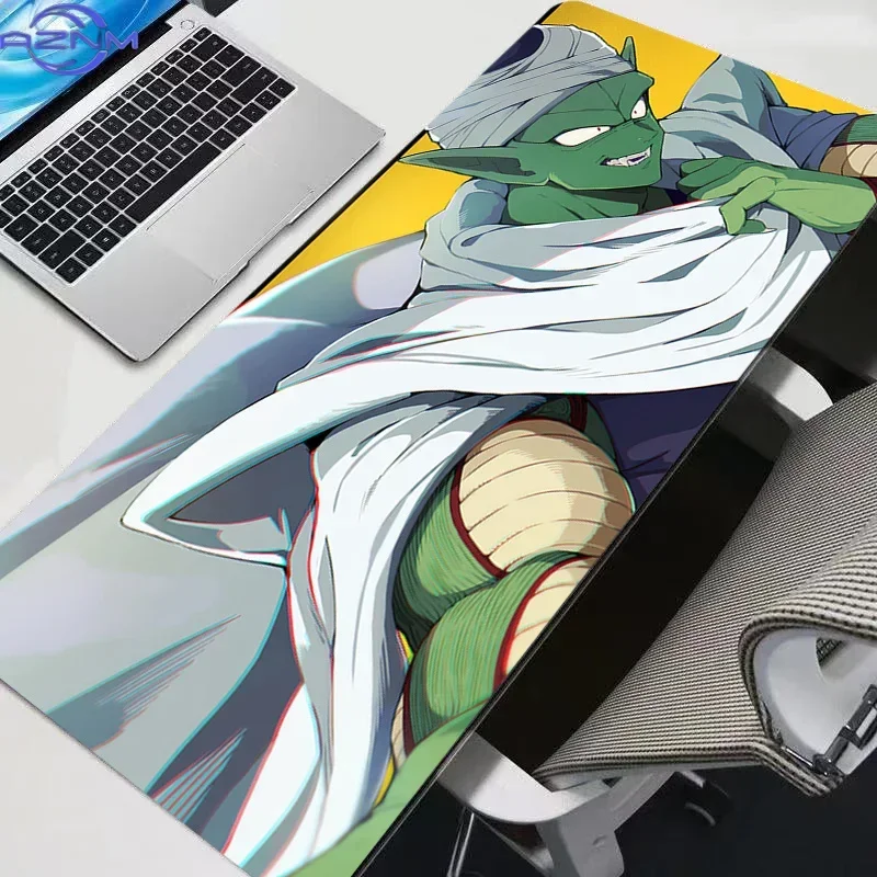 Powerful Blonde Anime Warrior Large Gaming Mouse Pad, Fighting Character Print Non-Slip Lock Edge XXL Desk Keyboard Mat