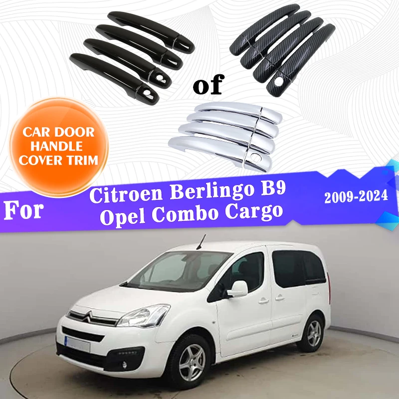 Car Outer Door Handle Covers Trim For Citroen Berlingo B9 Opel Combo Cargo 2009~2024 Stickers Style Accessories Rustproof Gadget