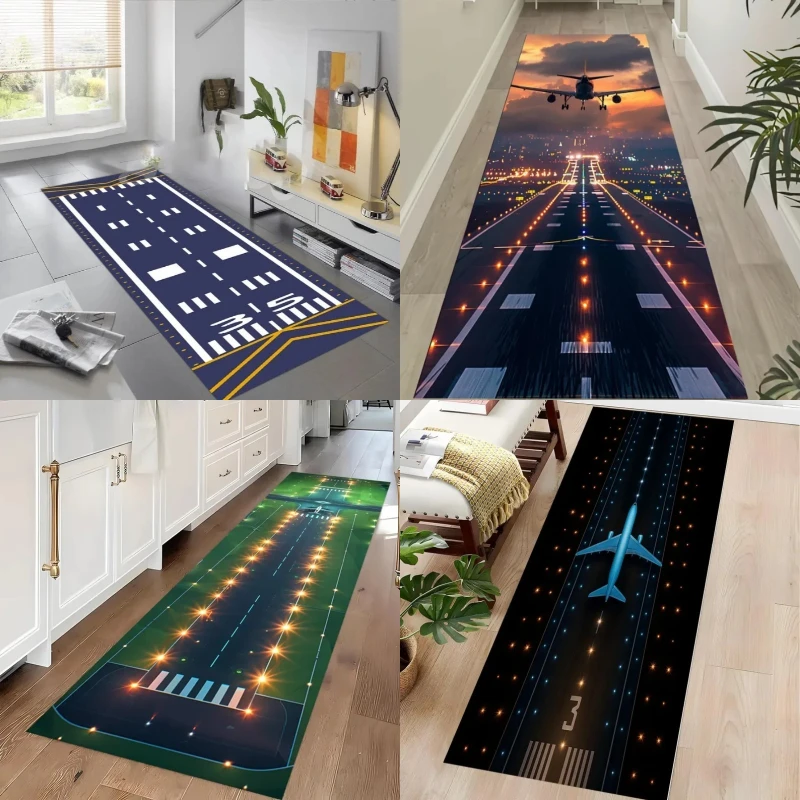 Image of Neon-Laufsteg-Teppich Kinder-Flugzeug-Spielmatte Flughafen Schlafzimmer Flur Balkon Deko-Teppich