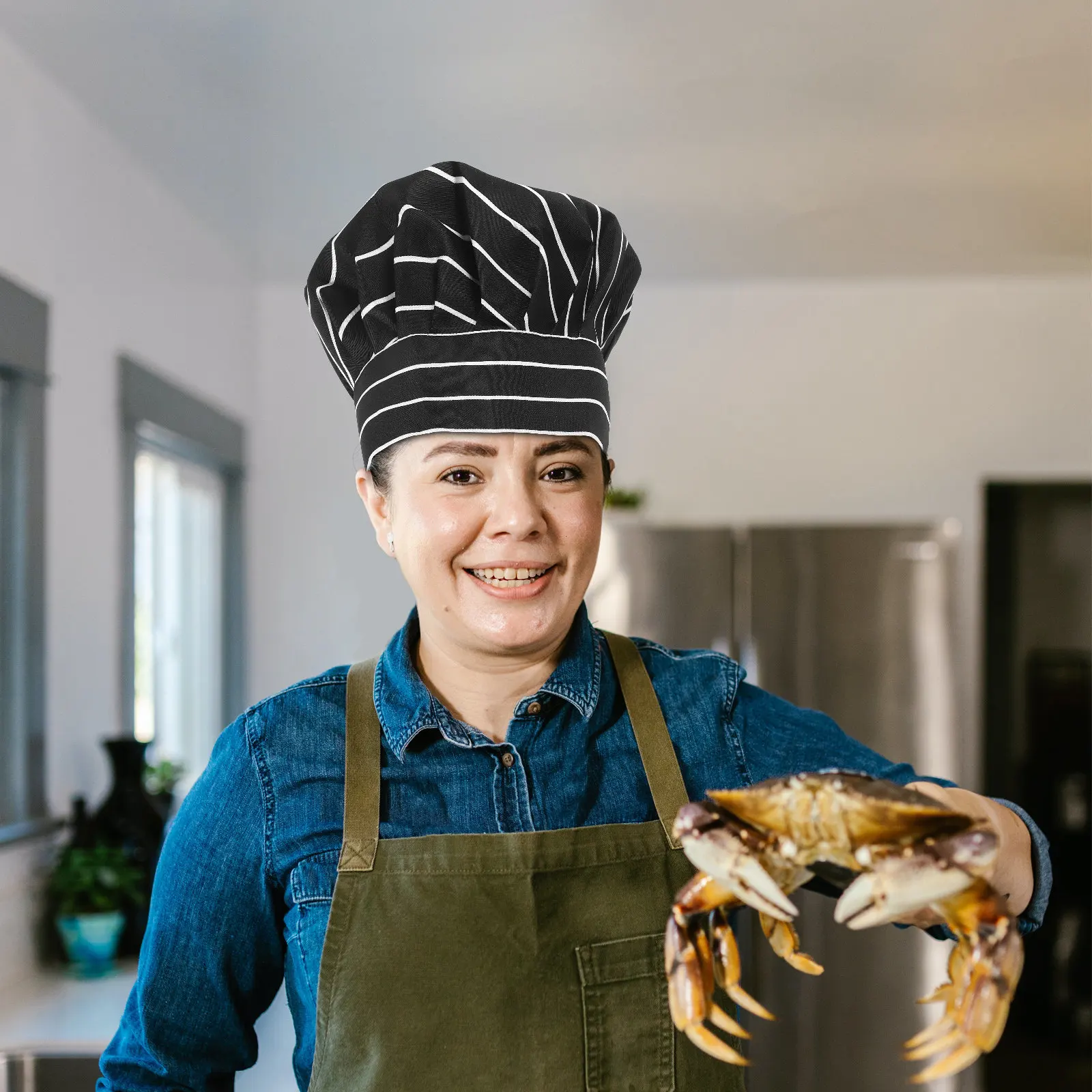 Chef Hat One Size Fits Most Comfortable Cooking Hat Kitchen Work Cap Catering Serving Hair Cover Headwear for Men Women