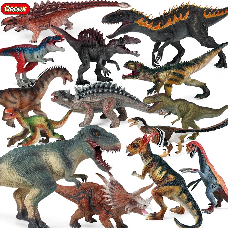 Oenux Savage Jurassic Dinosaur Model T-Rex Saichania Triceratops Spinosaurus Action Figures Big Size Animals Collection Kid Toy