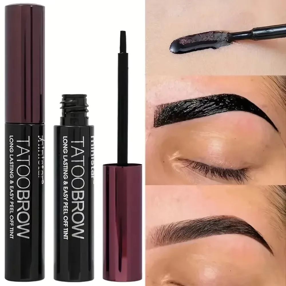 3 สี Tattoo Peel Off Eyebrow Gel Peel Off สูตรกันน้ํากึ่งถาวร Brow Tint เหงื่อใช้งานง่าย