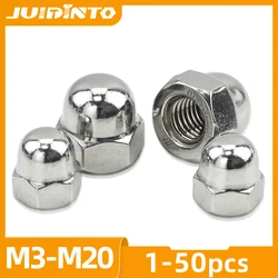 JUIDINTO Acorn nut Crown Hex Nut M3 M4 M5 M6 M8 M10 M12 M14 M16 304 201 Stainless Steel Dome Cap Nut Blind Nut for Bolts DIN1587