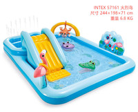 Children's Pool Family Fountain with Sliding Cartoon Play Pool Inflatable Ocean Ball Pool