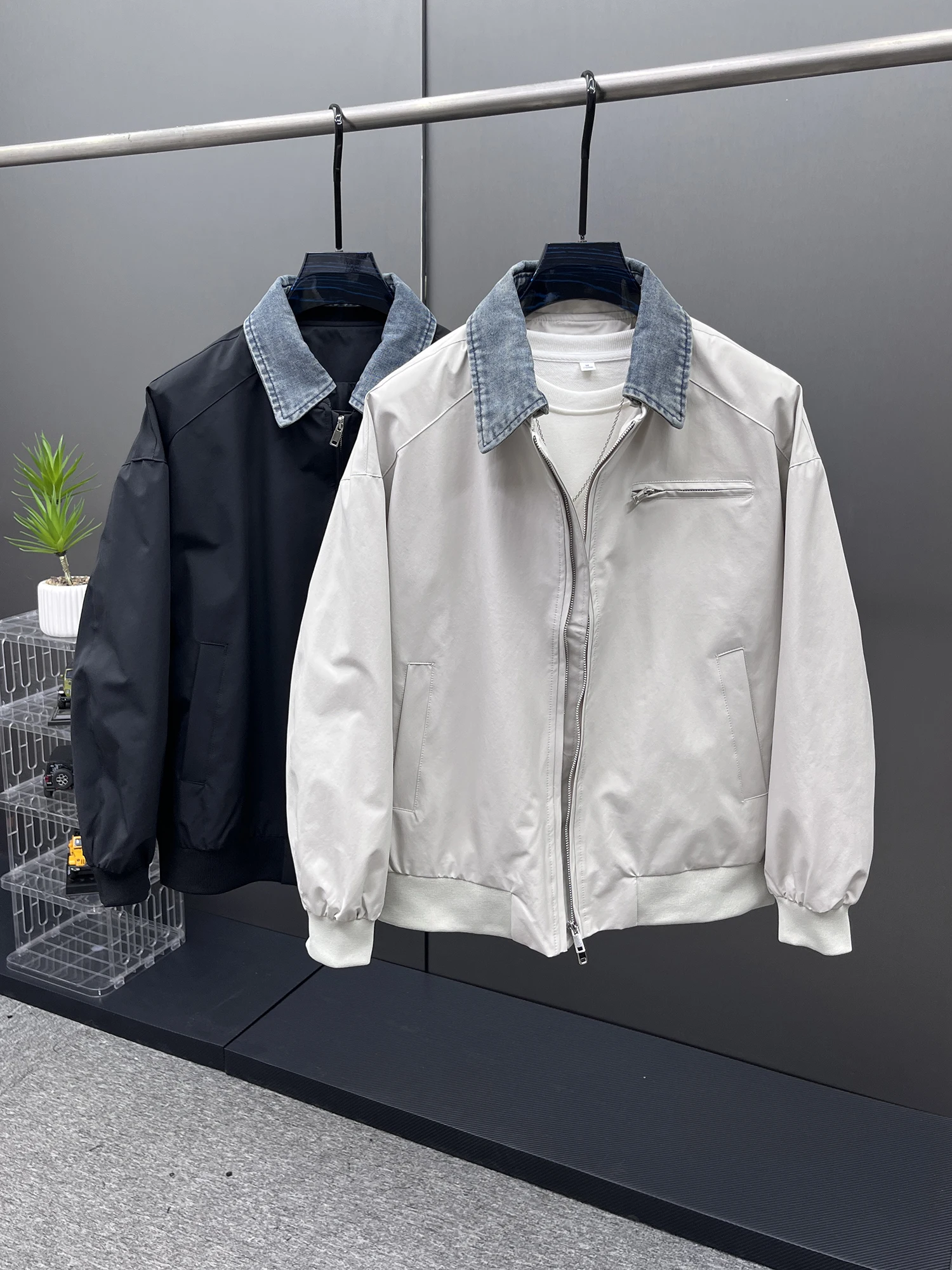 

Повседневная джинсовая куртка в стиле пэчворк для мужчин, осенняя новинка, модный бренд, премиум-класс, стильная, дышащая, для отдыха