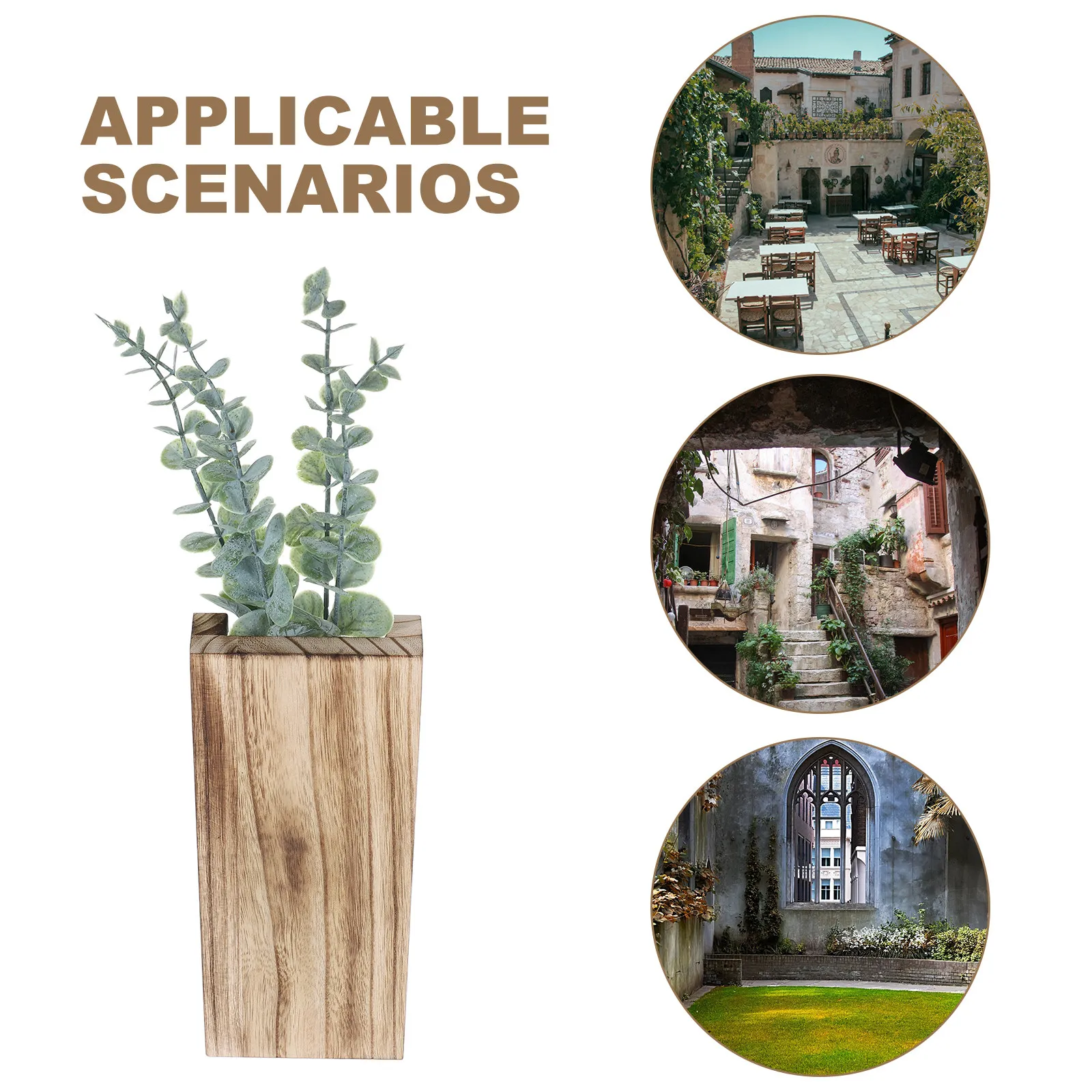 Wood Wall Planter Vase Artificial Eucalyptus Farmhouse Wall Hanging Decor Indoor Pocket Planter Greenery Plants for Living Room - view 6