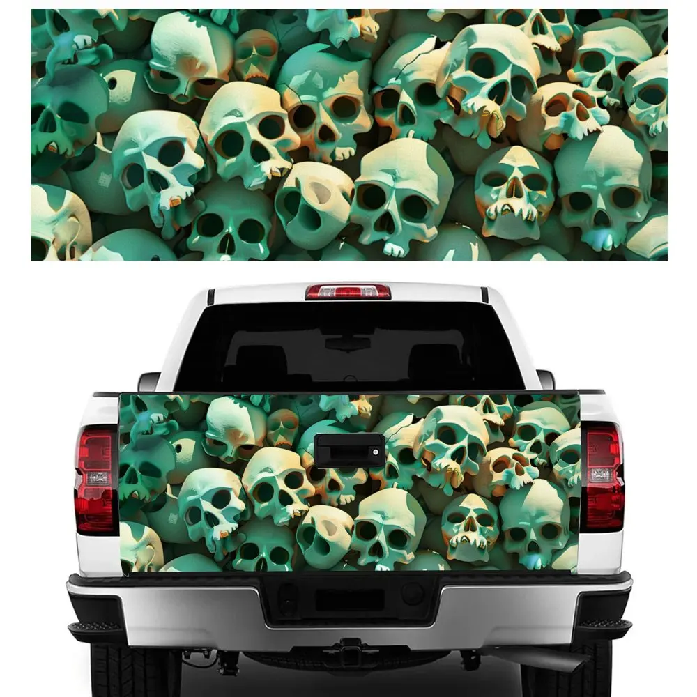 Terrifying Skull Skeleton Head Car Tail Trunk Protect Vinly Decal Auto Accessories Hood Decoration Sticker for Off-road Pickup