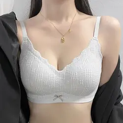 Wrinkle Bubble Sexi Lingeri Seamless Underwear Comfortable Gatheed No Steel Ring Support Side Chest Sports Thin Strap Women Bra