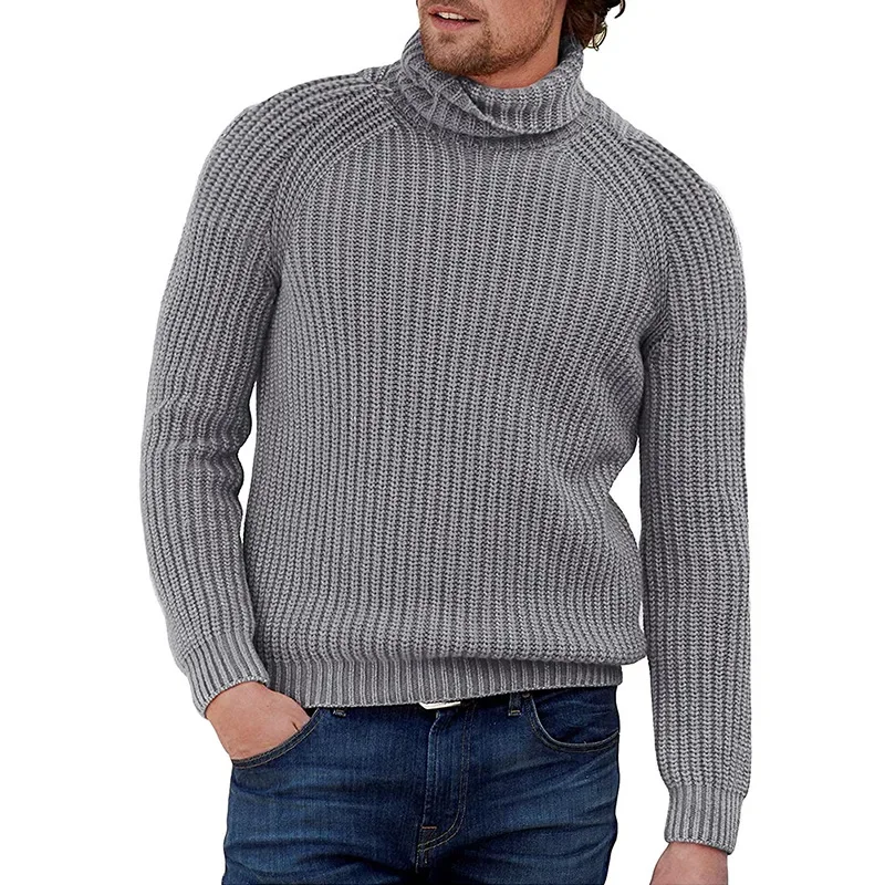 Suéteres de cuello alto para hombres jóvenes, ropa de punto de Color sólido de manga larga, moda, Otoño/Invierno, 2021