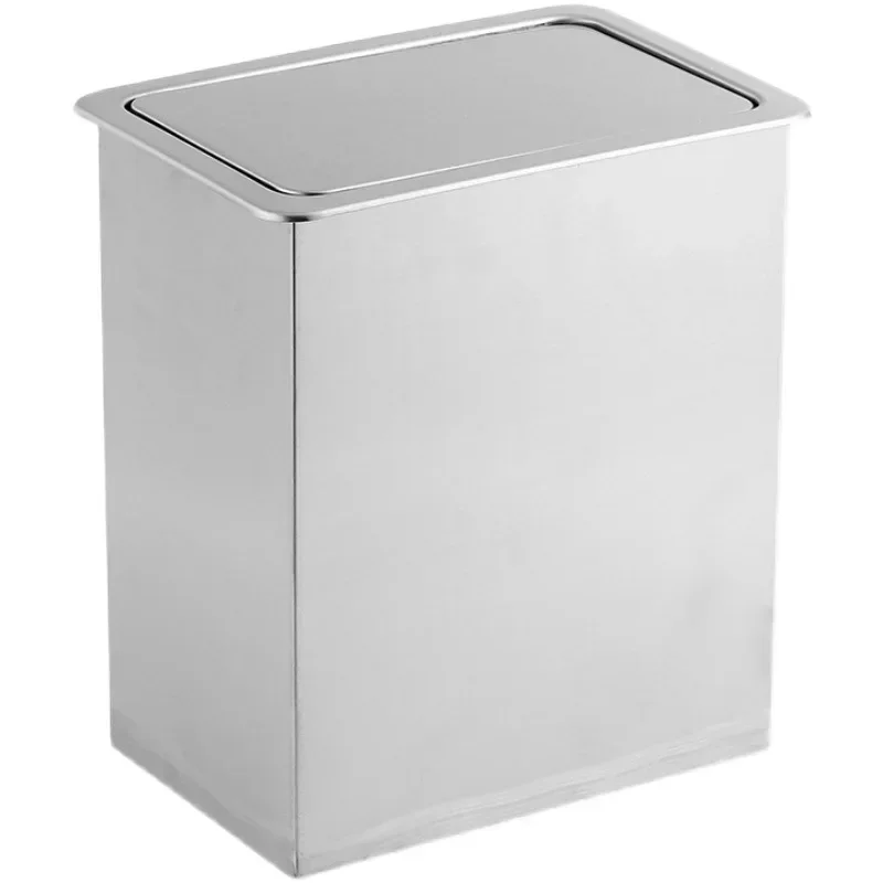 Stainless steel countertop embedded trash can lid, kitchen bathroom concealed hidden cleaning bucket, shake lid new product