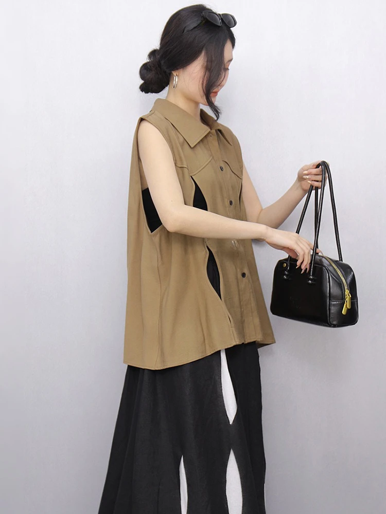 XITAO évider revers Simple boutonnage gilet décontracté couleur unie mode ample sans manches nouveauté Simple femme gilet GYX1620