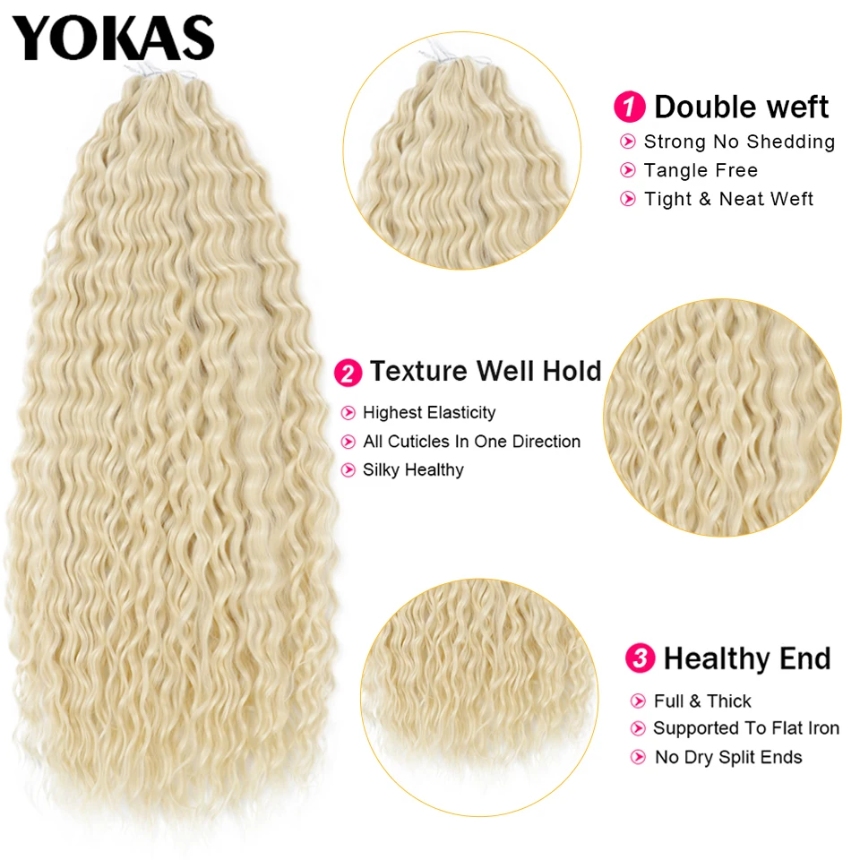 تجديل وصلات شعر كروشيه اصطناعي وصلات شعر ارتفاع درجة الحرارة الألياف ارييل حليقة وصلات شعر كروشيه للإناث