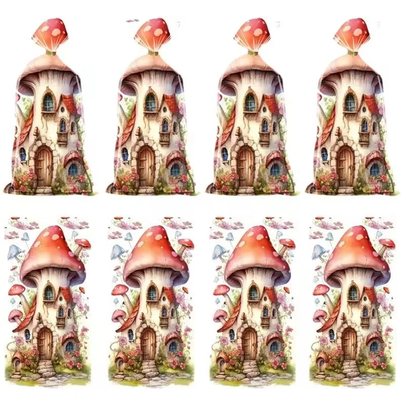 50pcs Mushroom Party Candy Gift Pack Cookie Packaging Bag Wildlife Botanical Garden Children's Birthday Baby Shower Supplies