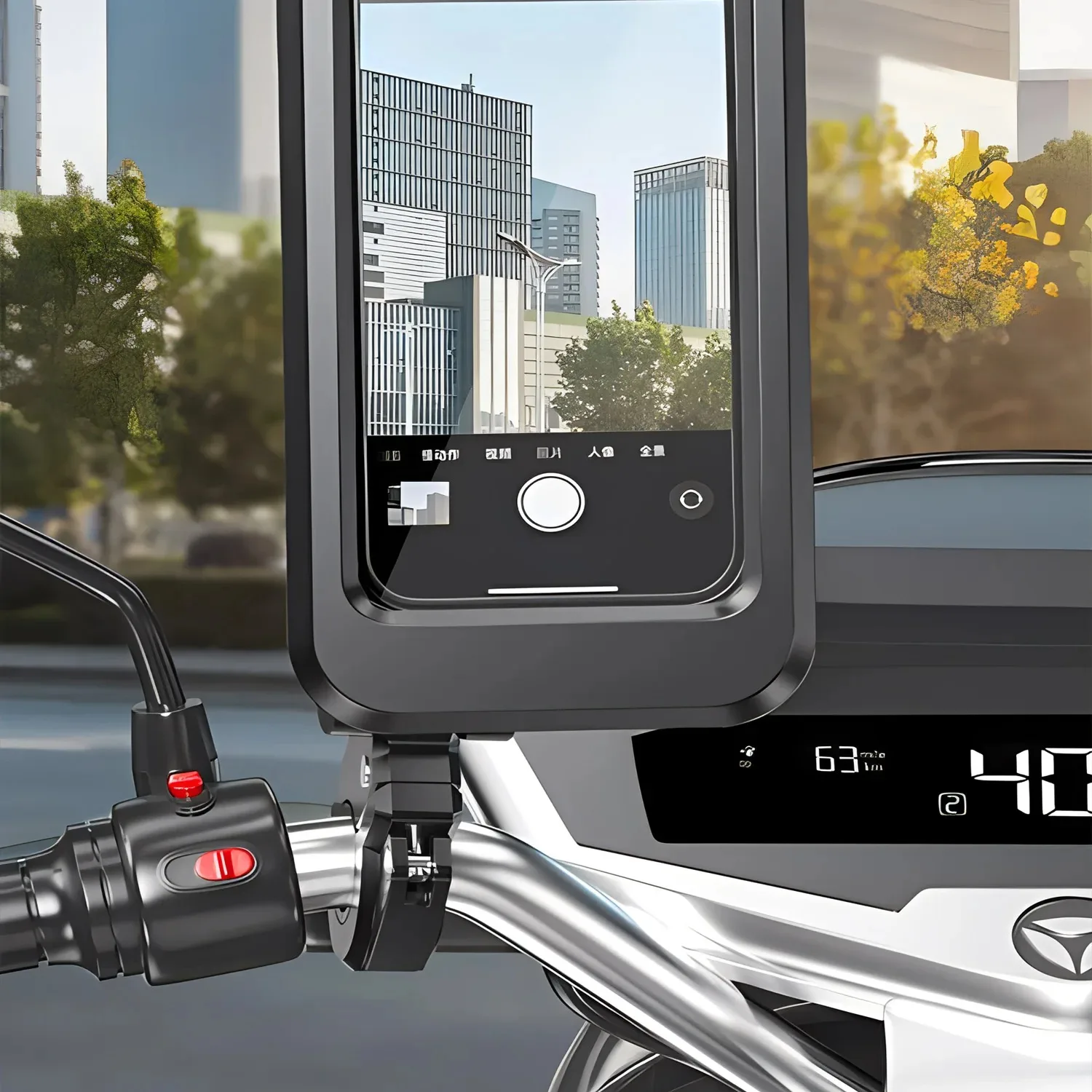 Supporto per telefono da bicicletta Scatola per telefono impermeabile Custodie per touch screen Motore per bici Manubrio per moto Cellulari Supporto GPS Ruota pieghevole