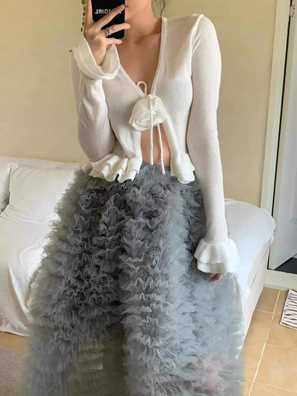 

Spring New Sle Rose Knitted Cardigan Women's Vintage Heavy Work Me Skirt Two-Piece Set Commute Sle Regular Fit