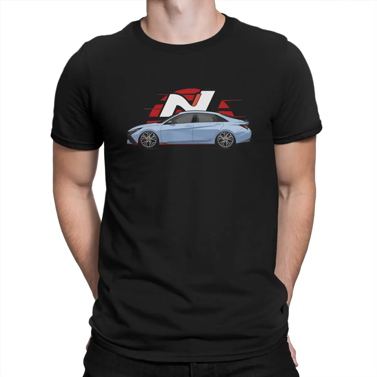 N Racing Creative TShirt for Men I30n Sedan Elantra N Side View Round Collar Basic T Shirt Hip Hop Gift Clothes OutdoorWear