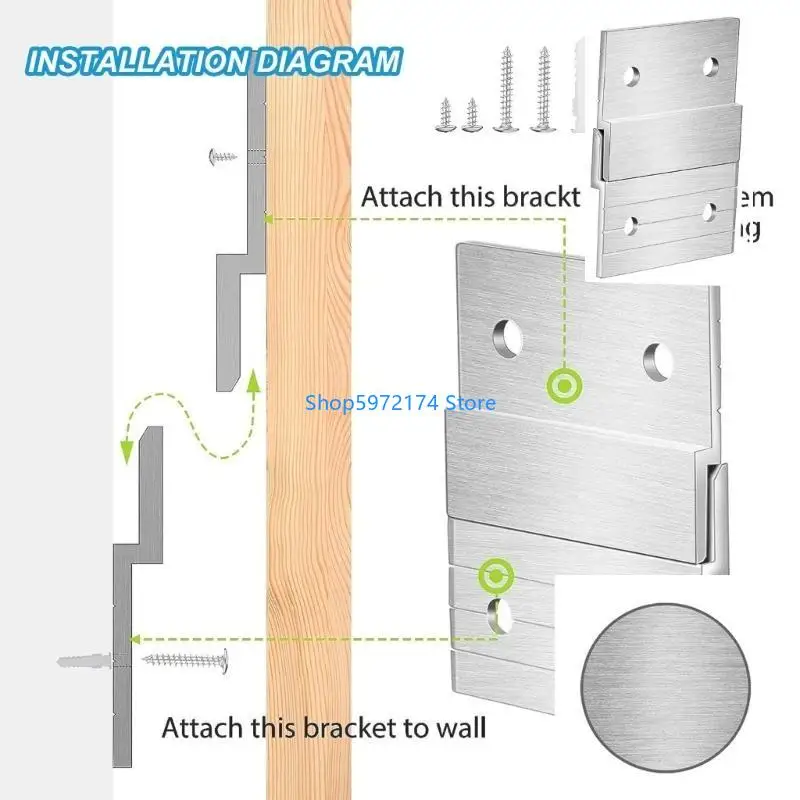 Y3NB 8 Pair   Aluminum French Cleat Z Hangers Heavy Duty Brackets Simple Installation for Hanging Mirrors Shelves & Art Frames