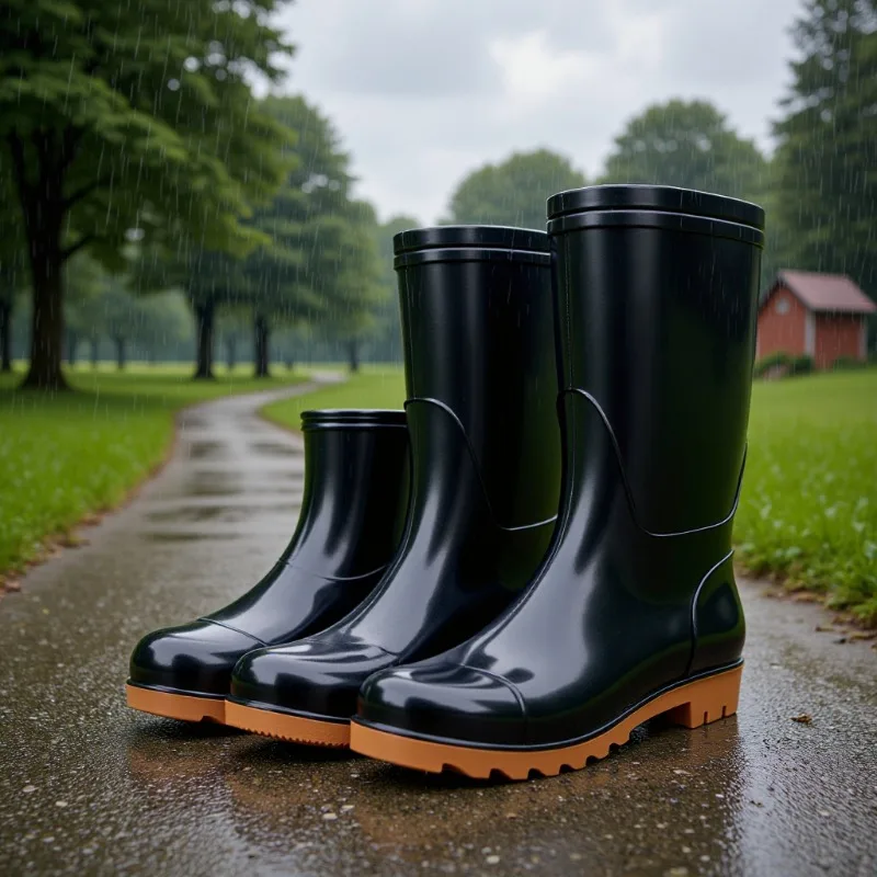 방수 하이튜브 블랙 바닥 레인부츠 남성용 전통 주방 고무 부츠 롱튜브 워터 슈즈 아웃도어 작업화