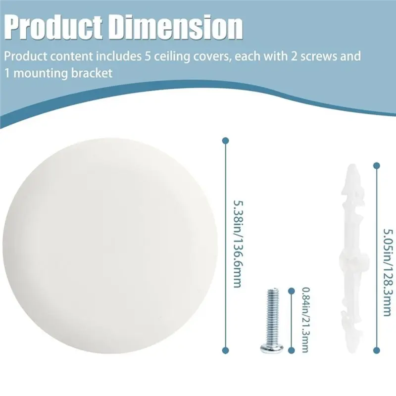 SOFT-CP3540 White Ceiling Box Cover Plate For 3.5-4" Round Holes, Electrical Junction Box Cover view 6