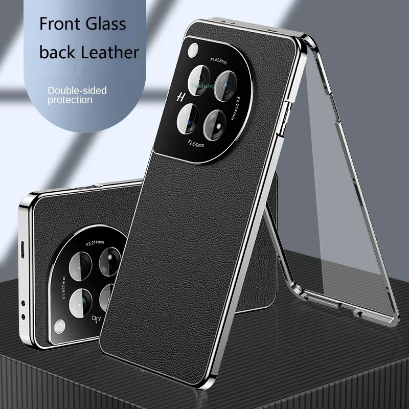 

Metal Magnetic Phone Case Tempered Glass Lock Buck for OnePlus 13T 12 11R Nord CE4 Lite 5G Lens Protect Leather Back Cover Cases