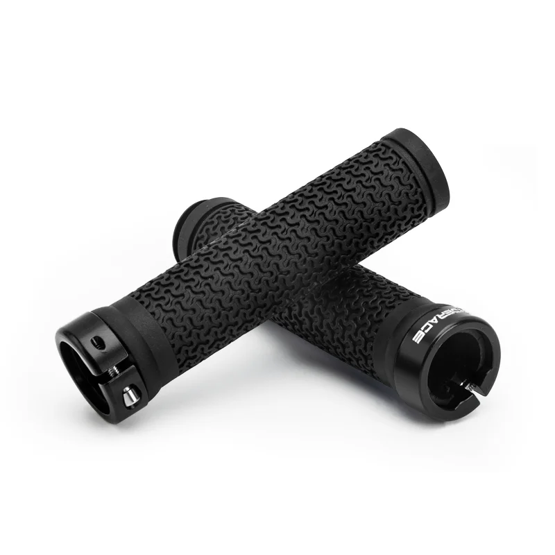 RIDERACE Bicycle Handle Bar Grips MTB Mountain Bike Soft Single-sided Locking Handlebar Cover Plug Rubber Non-slip Cycling Grip