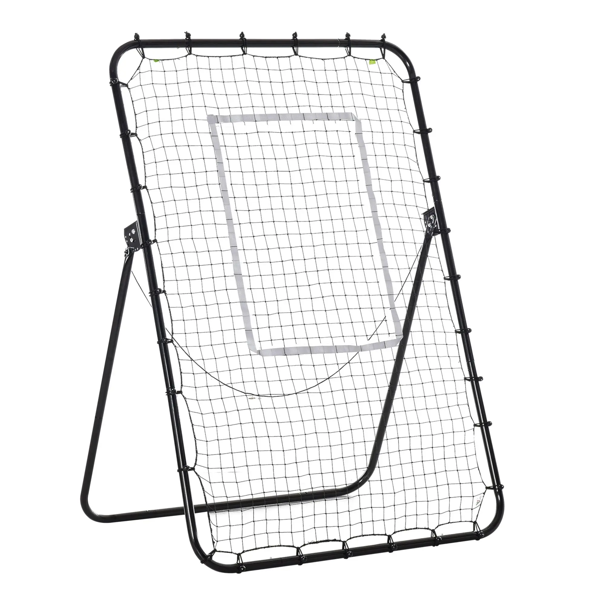 HOMCOM verstelbaar voetbal rebound net, hoogte- en hoekverstelbaar, opvouwbaar, met sardines voor doelgericht oefenen, 123x73 cm, zwart/wit