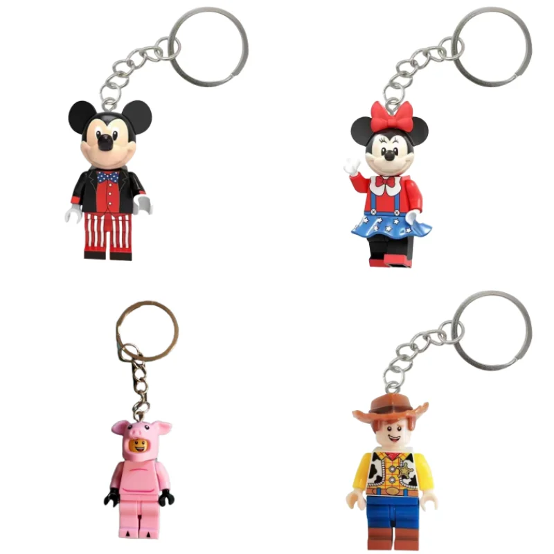 Mickey Minnie Woody simple modern new creative cartoon assembled building block man figure bag decoration pendant car keychain