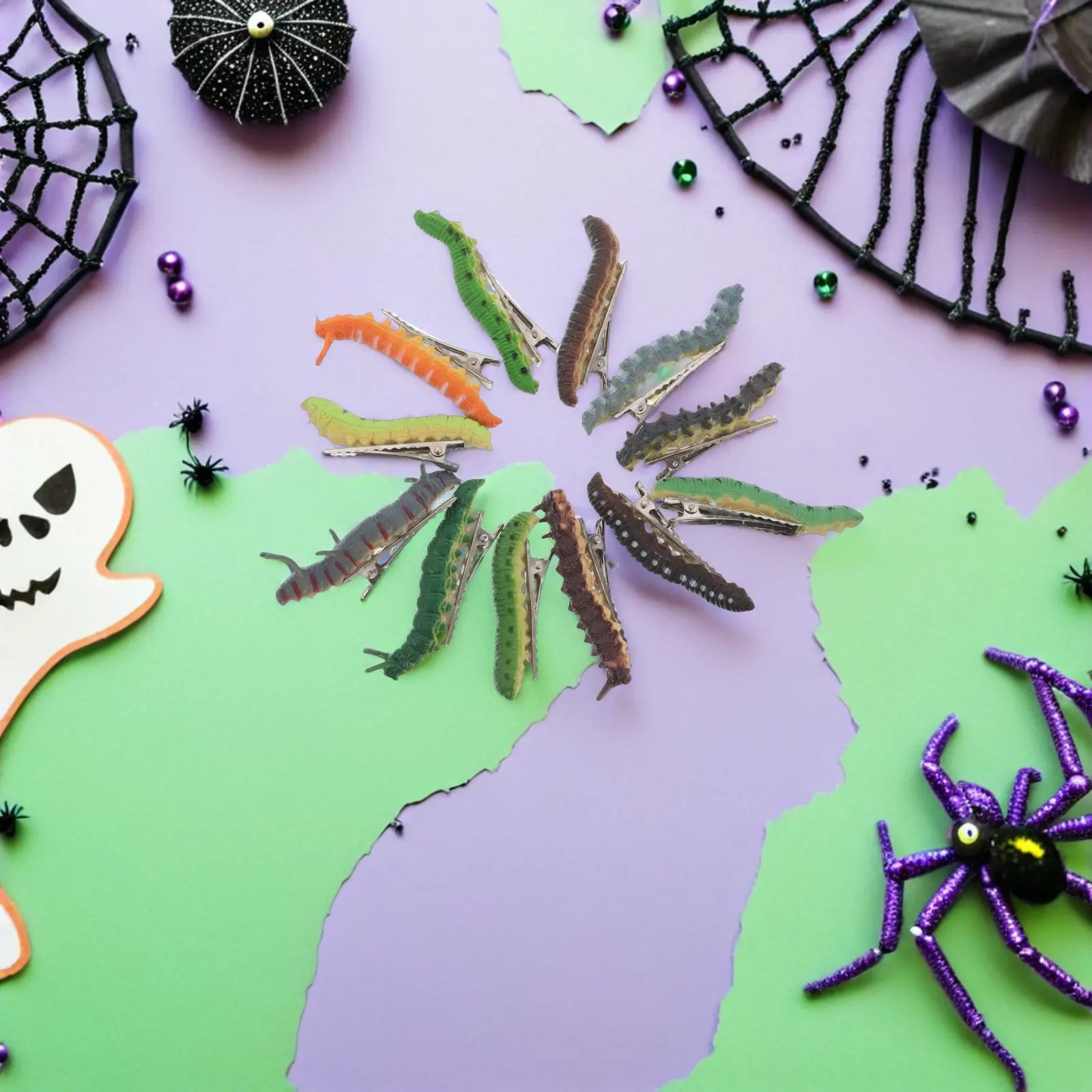 

Набор из 12 заколок для волос в виде жуков: жуткие гусеницы, заколки для Хэллоуина, ужасные зажимы для волос, аксессуары для костюмированных вечеринок и косплея