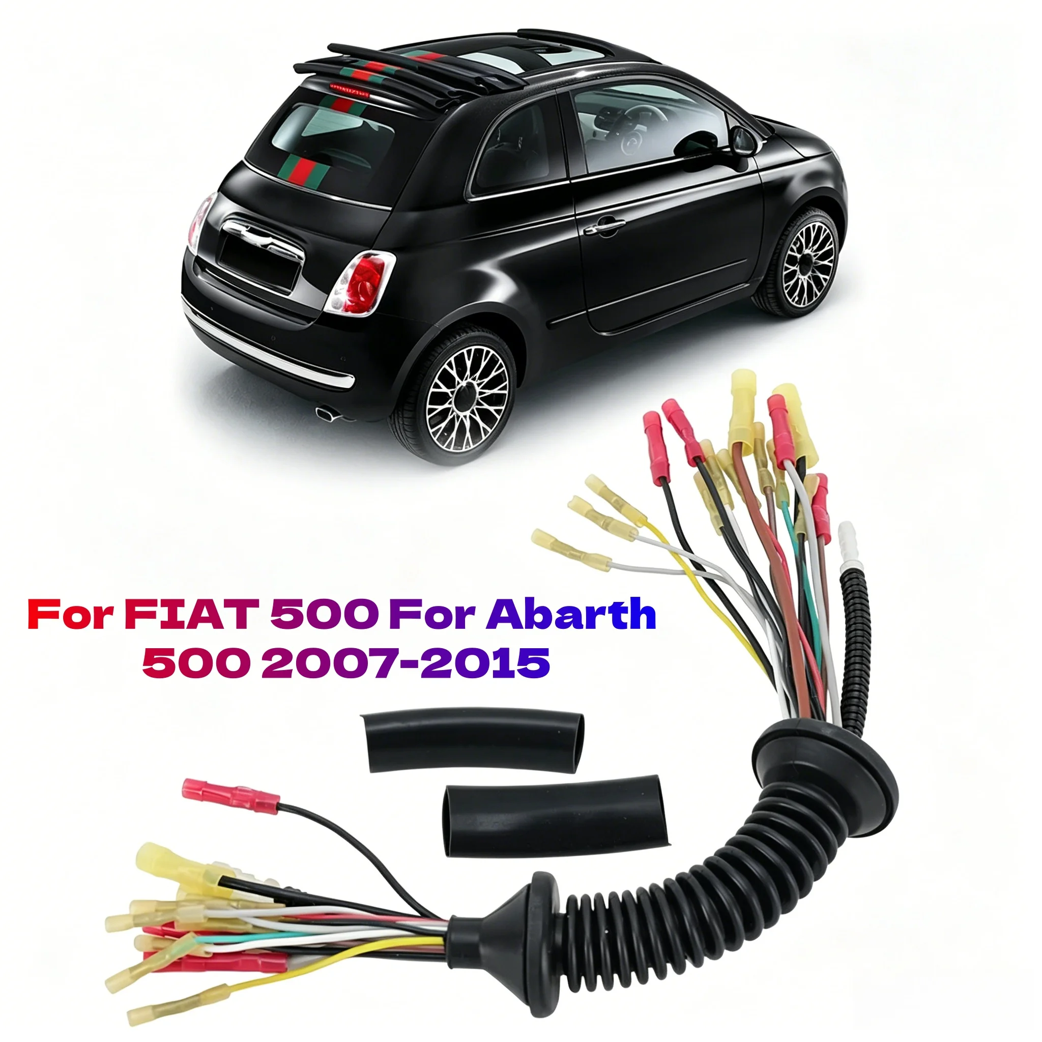 Arnés de cableado para puerta trasera de FIAT 500 y Abarth 500 (2007-2015) - Kit de reparación de cableado de puerta trasera 51798181