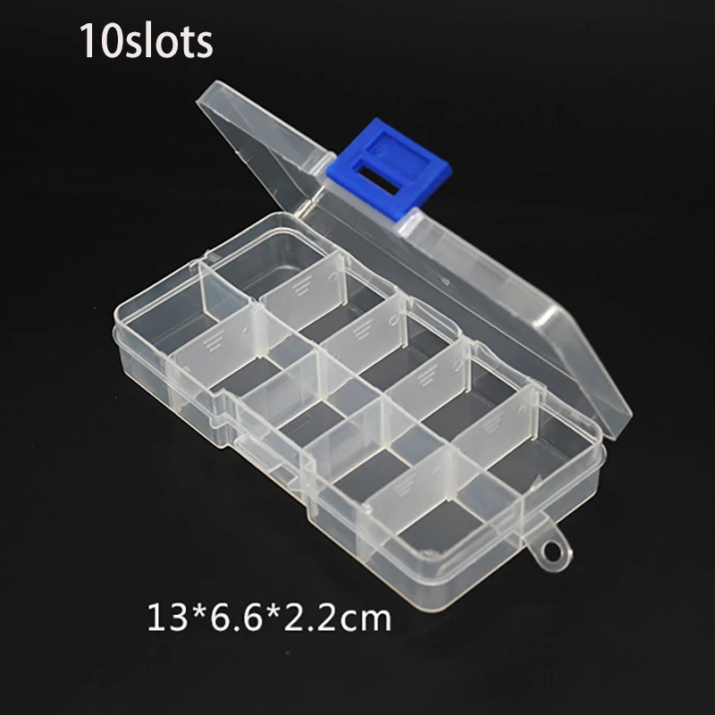 

1 adjustable 6-24 compartment plastic transparent fishing bait hook storage box, jewelry earrings bead screw box display contain