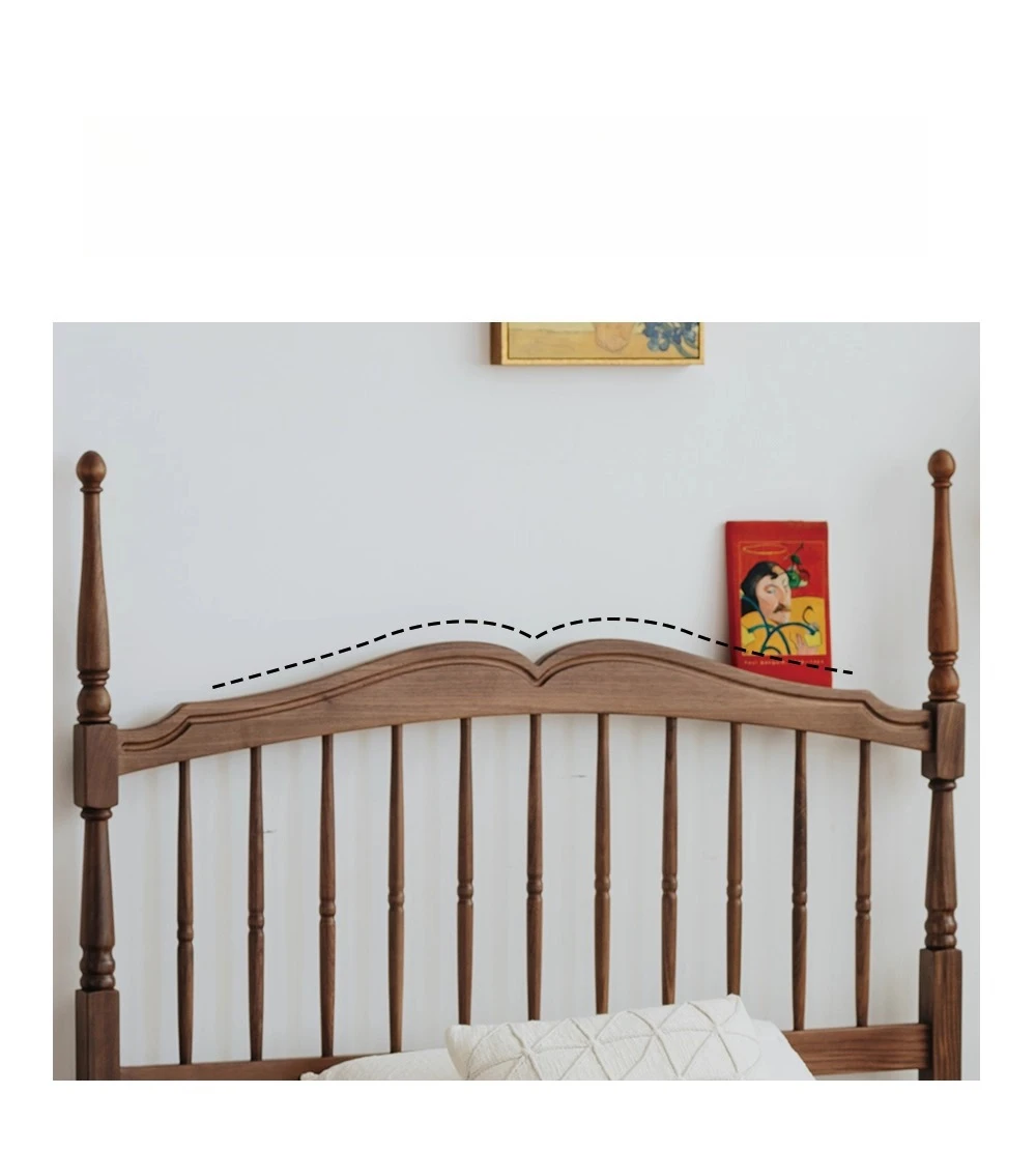 black walnut, solid wood bed, Nordic, retro, single bedroom, children's bed