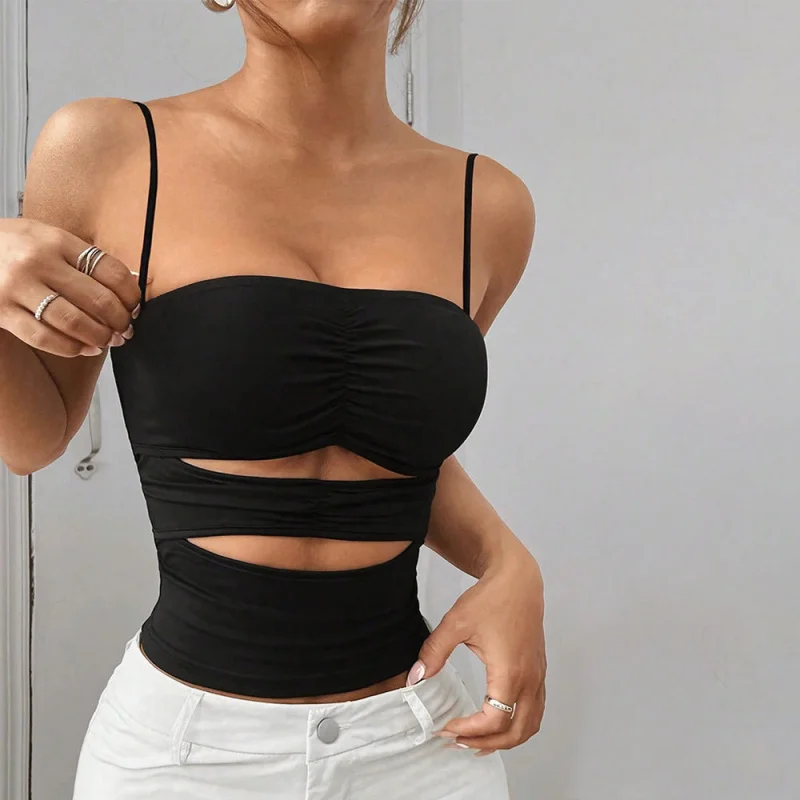 

2025Women's Slim Fit Basic Inner Wear Sexy Hollow Out Design Camisole Fashion Small Vest Top