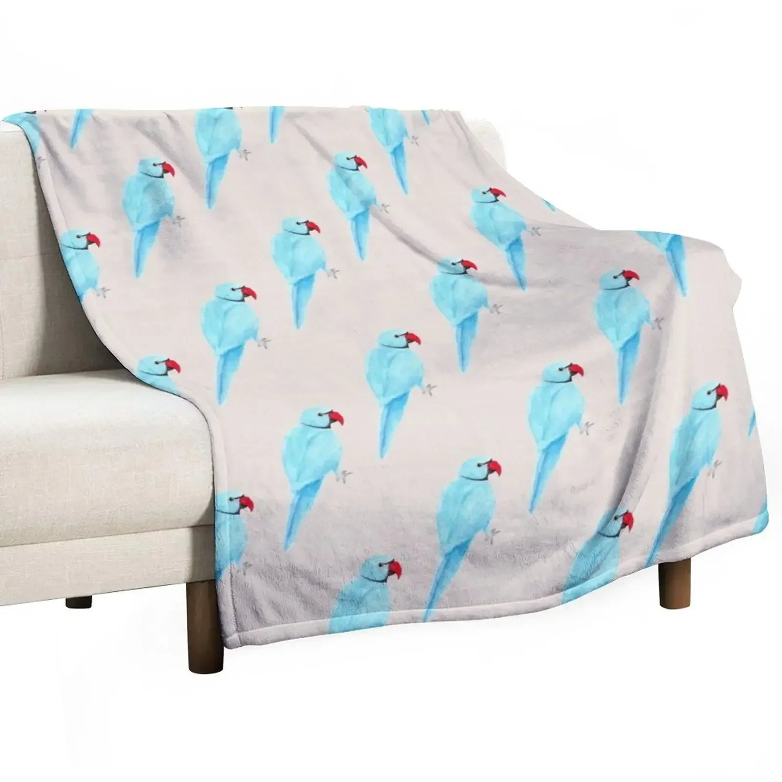 

Watercolor Indian Ringneck Throw Blanket Decorative Beds Furry funny gift Hairy Blankets