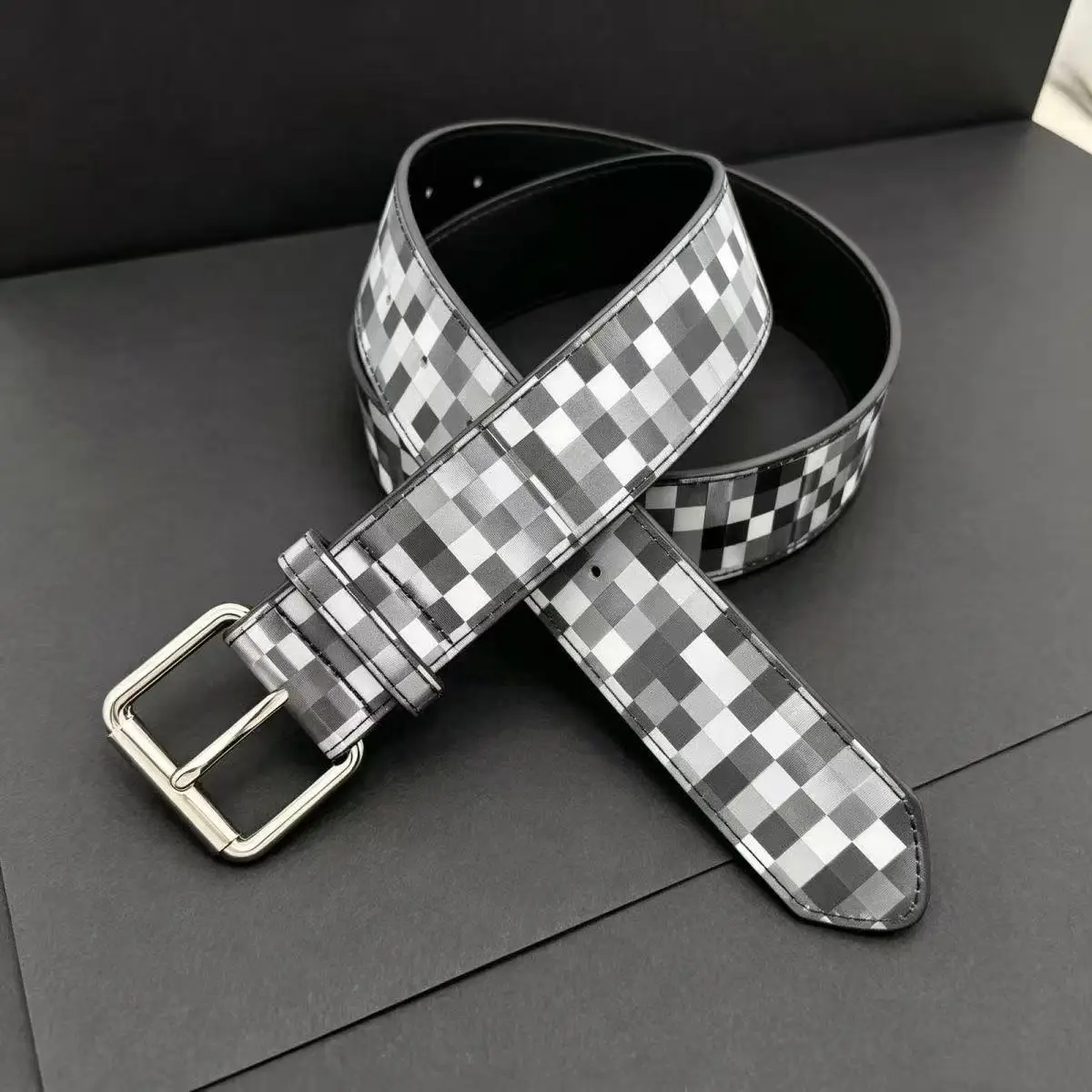 Y2K Mosaic Pattern Belt For Women Men Retro Subculture Style Casual Waist Belt Trendy Versatile Pants Belt For Jeans Dress