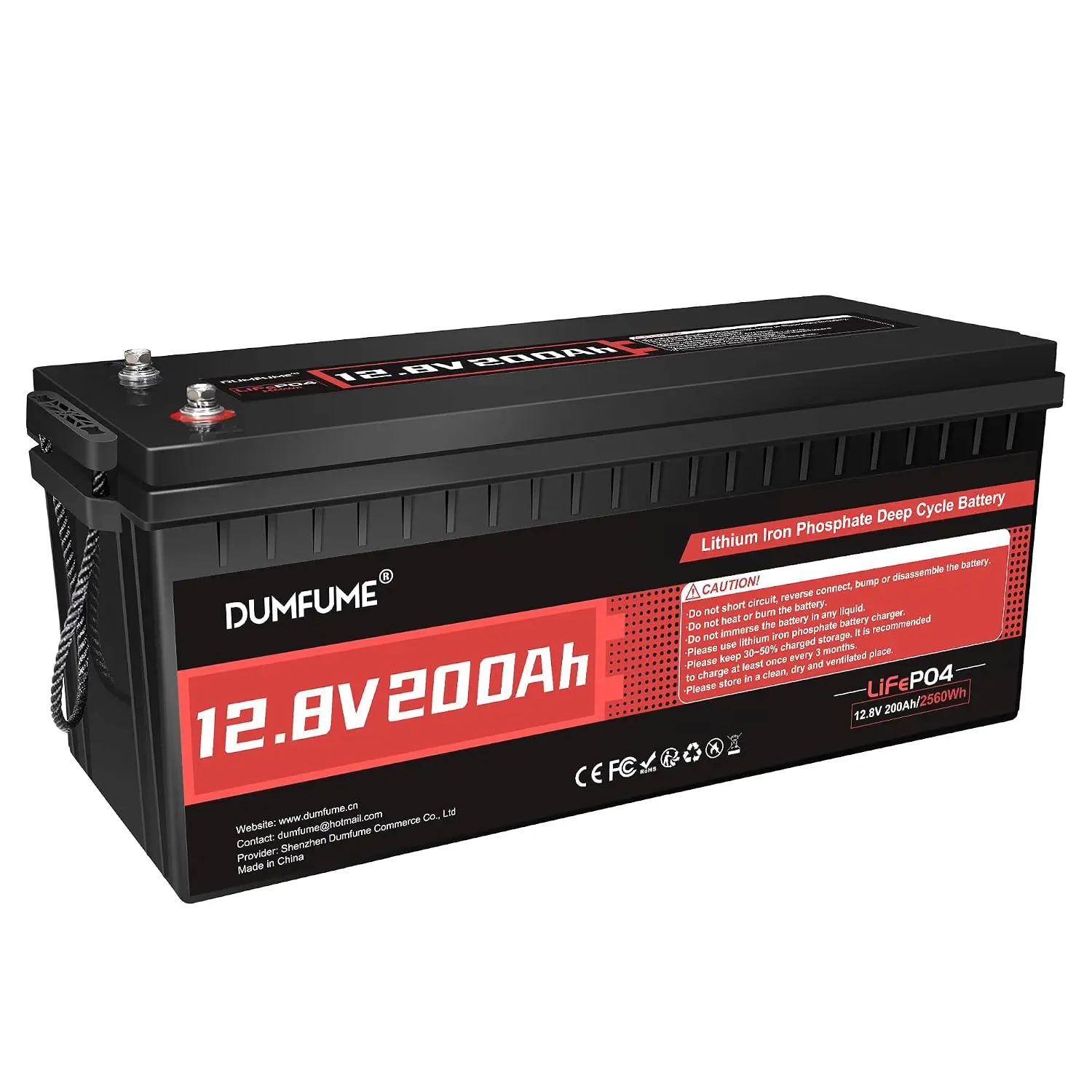 12V 200Ah LiFePO4 Battery, 200A BMS, IP65 & Low Temp Cutoff, 2560Wh, 15000+ Deep Cycles for RV, Custom