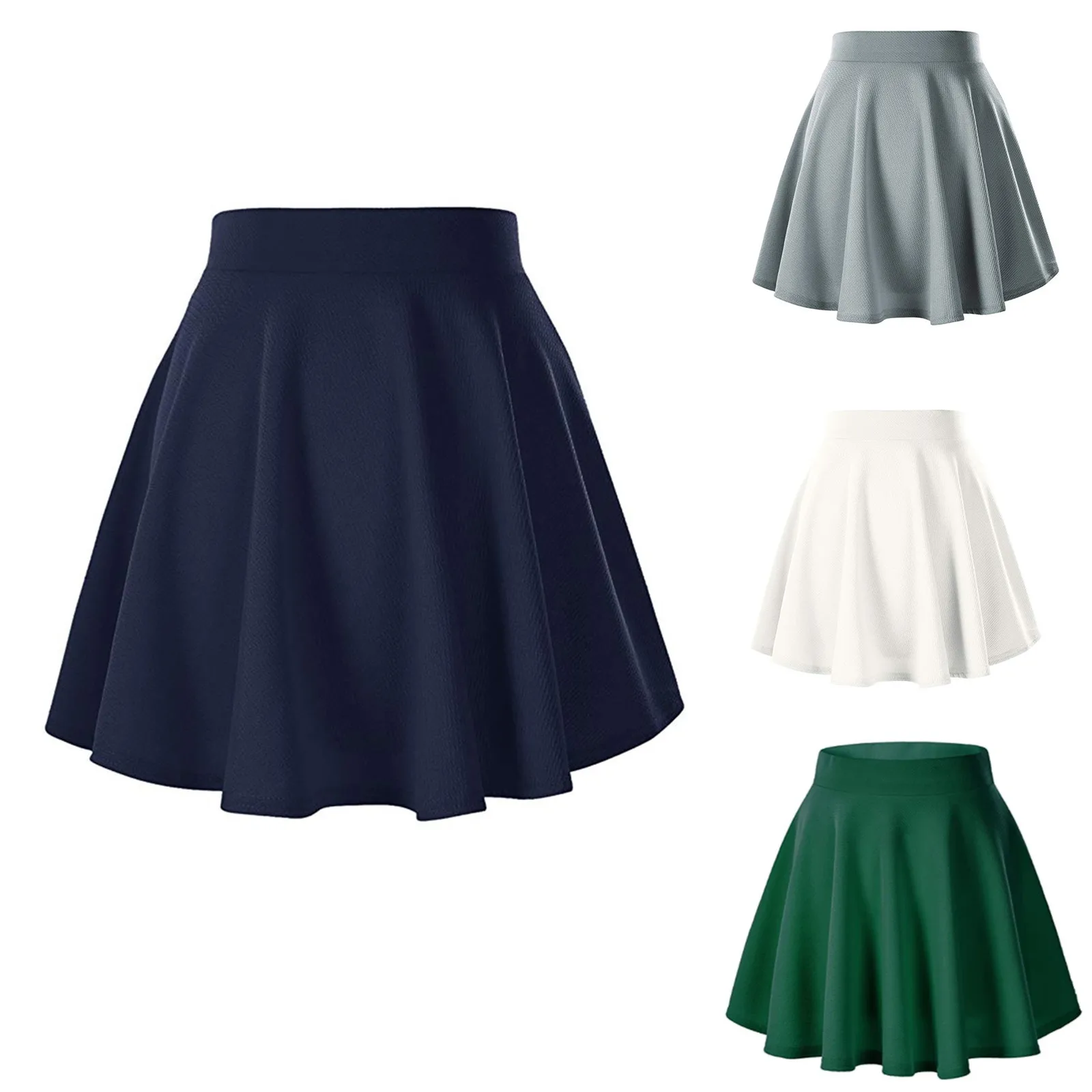 

Stretchy Color Pleats Flared Women's Mini Solid Skirt Versatile Casual Skirt Faldas Elegant Kawaii Japanese Mardi Gras Carnival