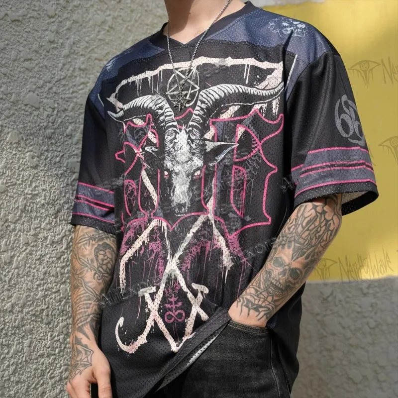 (ZZ) New Dark Series, Street Trendy Quick Drying Mesh Jersey, Sports Breathable Adult V-neck T-shirt, Handsome and Comfortable