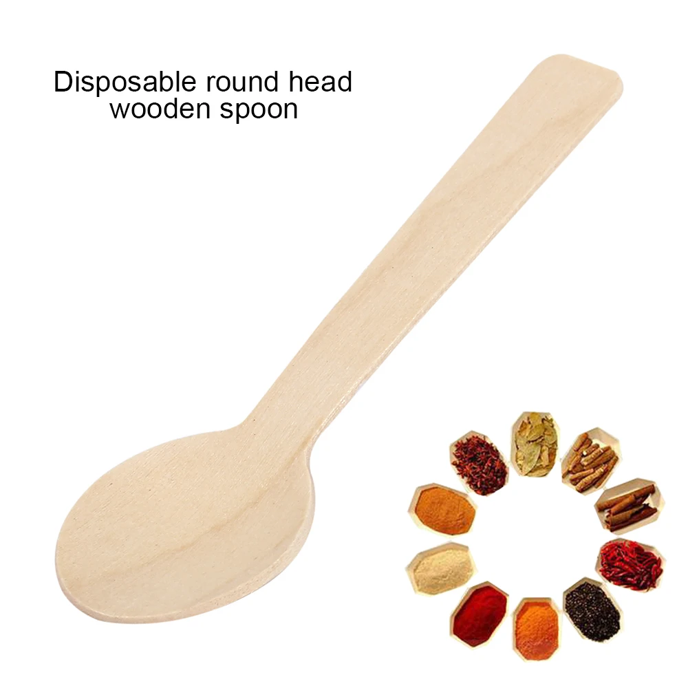 200 Pcs Mini Ice Cream Spoon Wooden Disposable Wood Dessert Scoop Western Wedding Party Tableware Kitchen Accessories Tool