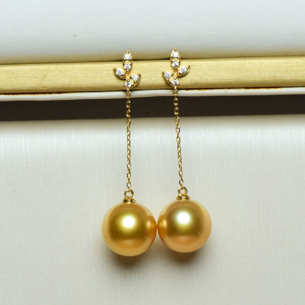 Beautiful Pearl Earrings AAAA 8-9mm 9-10mm 10-11mm 11-12mm Natural South Sea Round Pearl Earrings 925s Star Same Style