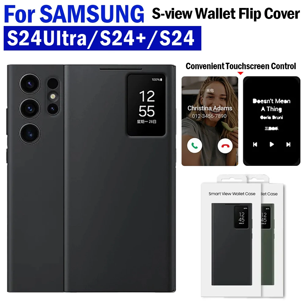 

Leather Wallet Flip Cover for Samsung Galaxy S24 Ultra / S24 Plus 5G Case Smart View Window Phone Capa Funda