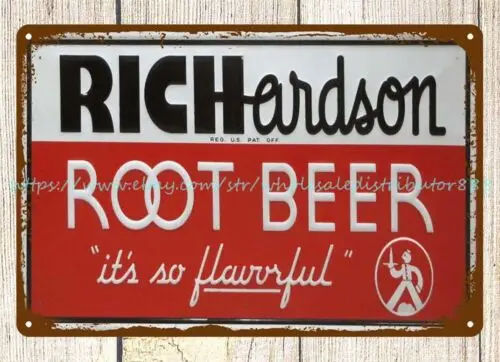 man cave wall art sale 1950s Richardson Root Beer alcohol drink metal tin sign