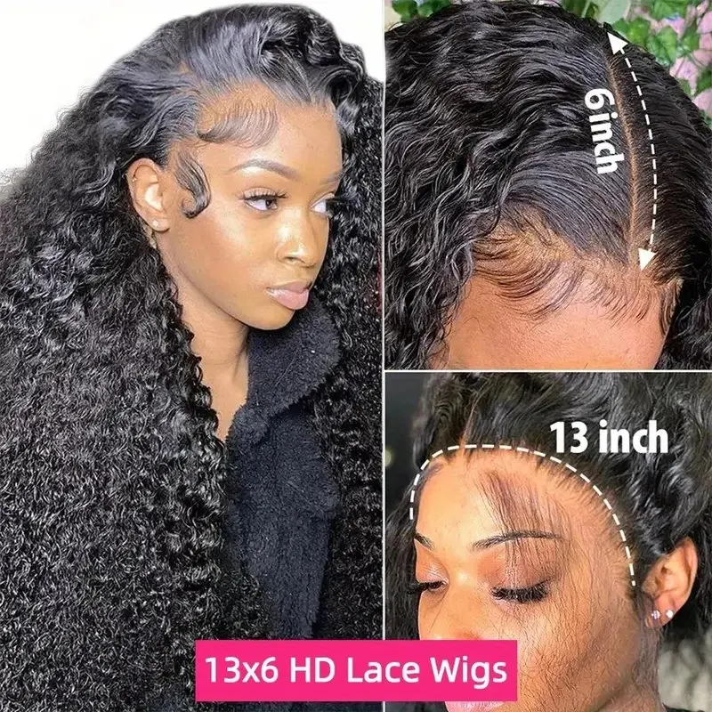 13x6 Lace Front 150% Natural Black 13x4 Deep Wave Frontal Wig 24 Inch 5x5 Curly Glueless For Women Full Brazilian Human Hair Wig