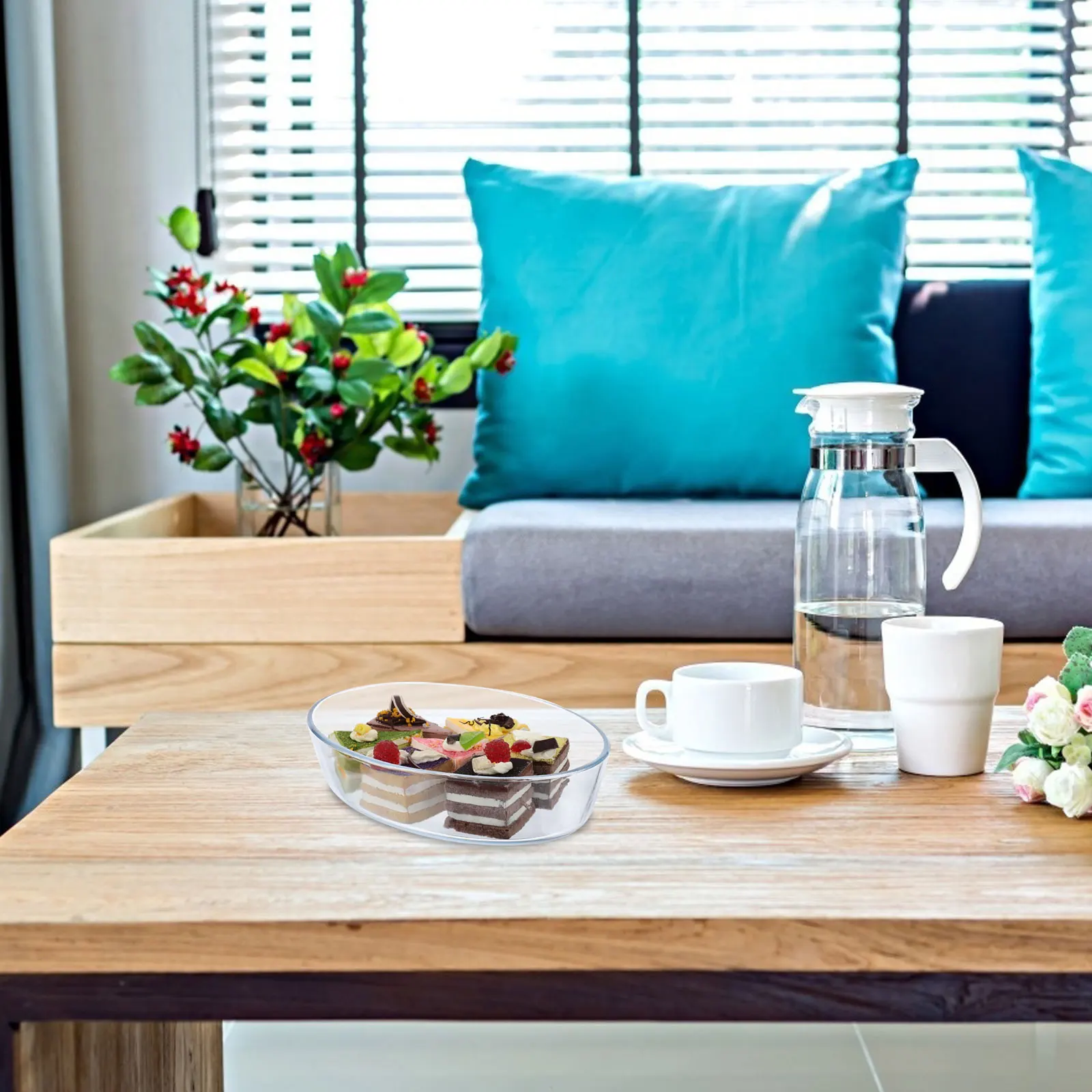 

1Pcs Heat-Resistant Glass Baking Pan Large Capacity Clear Non-Stick Oven Microwave Dishwasher Safe Grill Plate for Pizza Fish