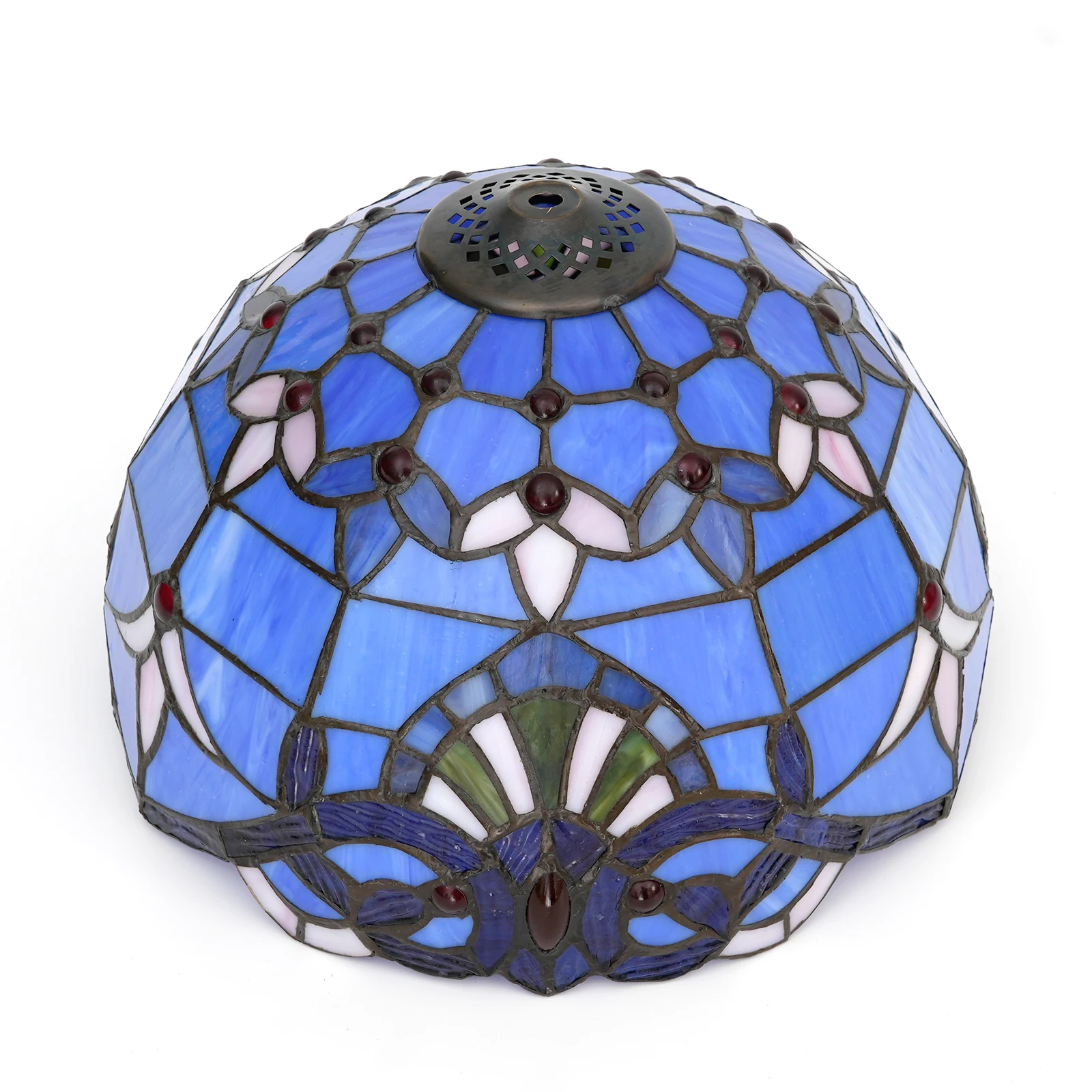 Blue Baroque Stained Glass Lamp Shade Replacement Only Fit For Table Lamps Ceiling Fixture Pendant Light Home Office Decoration