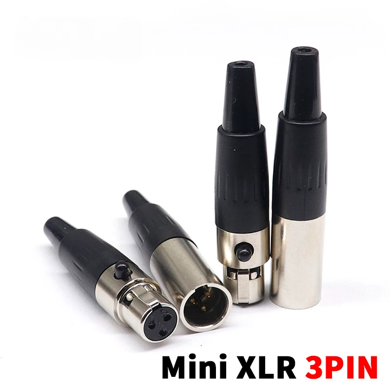 3pin Mini XLR Aviation Connector Zinc Alloy+copper Pins 1/2/5/10pcs