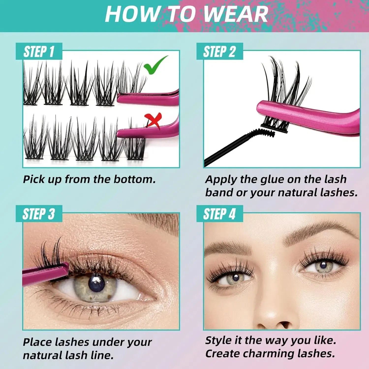 AlLAlSHl Wholesale Soft Ribbon Segmented False Bundles Eyelashes DlY Individual Clusters Lash Extensions Faux Mink Lashes