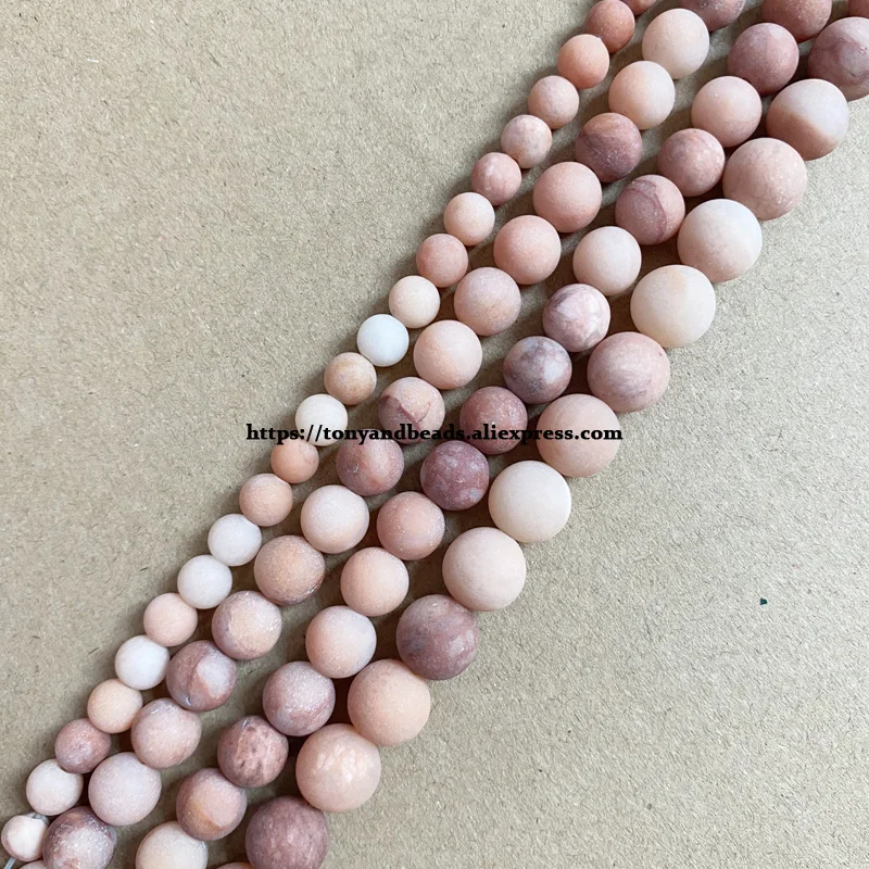 Natural Stone Matte Pink Aventurine Round Loose Beads 15\