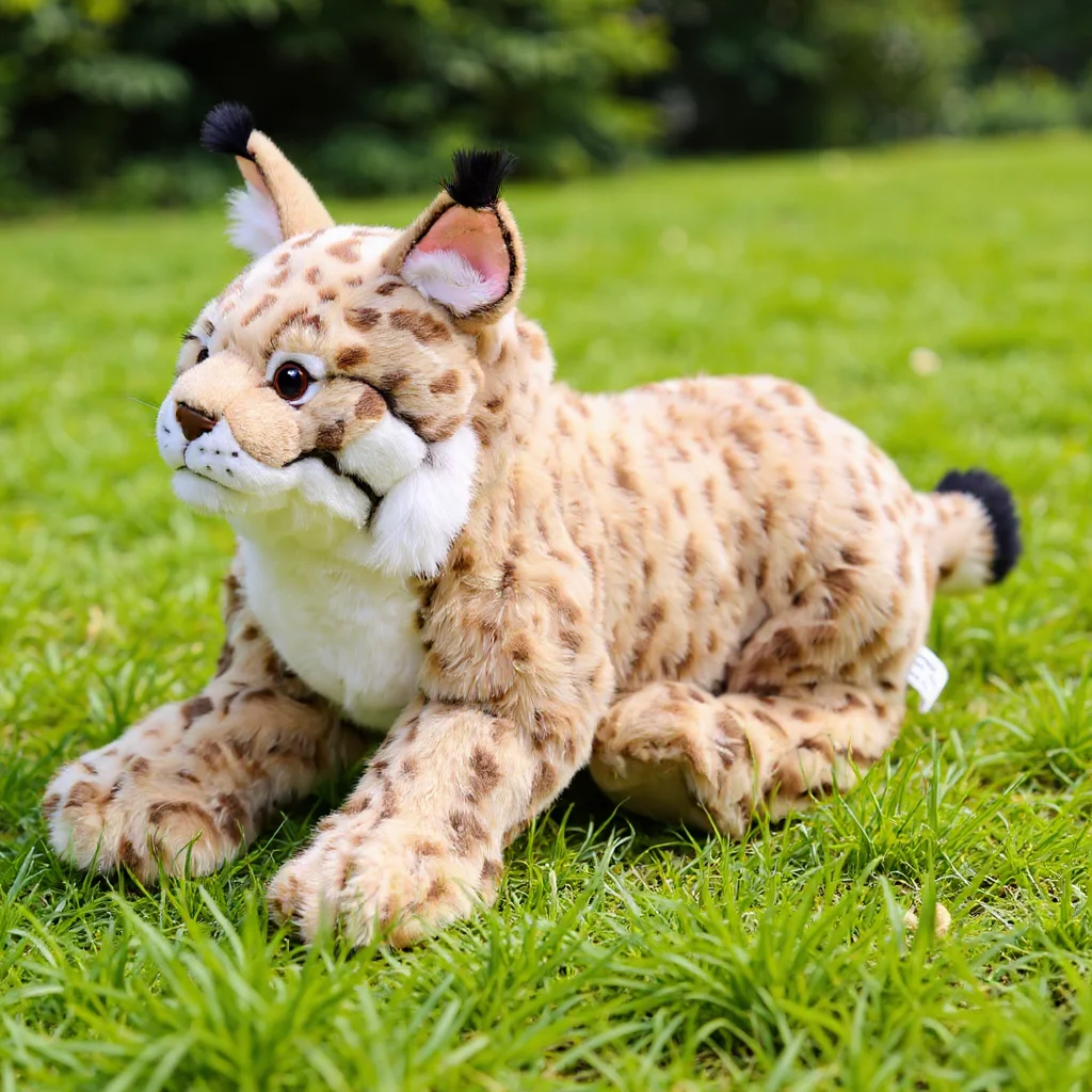 Large Simulated Bobcat Lynx Plush Toy Super Soft Lying Wildlife Doll Home Decor Pillow Children and Adult Gift