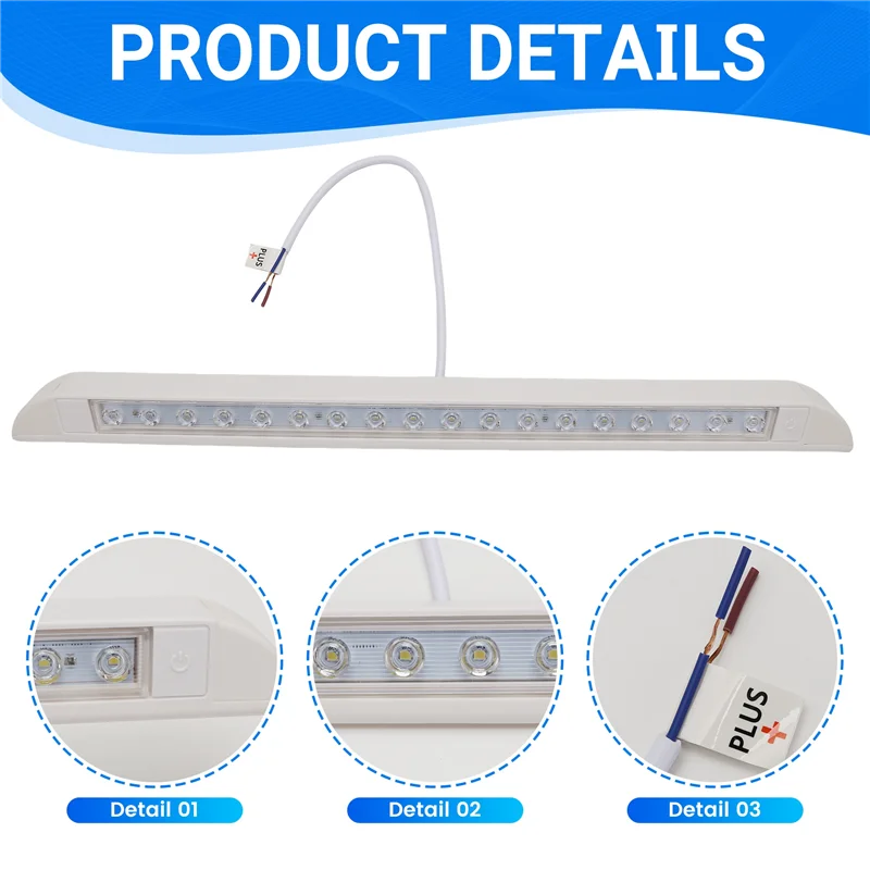 ราคาลดลง! ไฟแอลอีดีสำหรับกันสาด 18 ดวง 9 วัตต์ 12 โวลต์ กันน้ำ 506 มม. ไฟส่องสว่างสำหรับระเบียง เหมาะสำหรับตั้งแคมป์ รถบ้าน รถบรรทุก รถอาร์วี เรือ