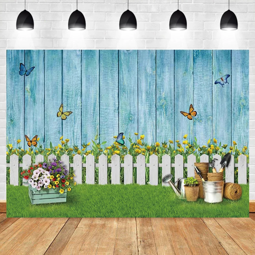 Gray Wood Background Photography Spring Easter Festivals Rabbit Eggs Wall Flower Celebration Newborn Portrait Photo Backdrops